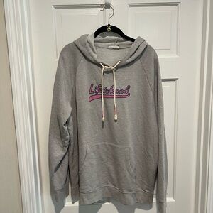 Life Is Good Gray Hoodie with Pink Logo